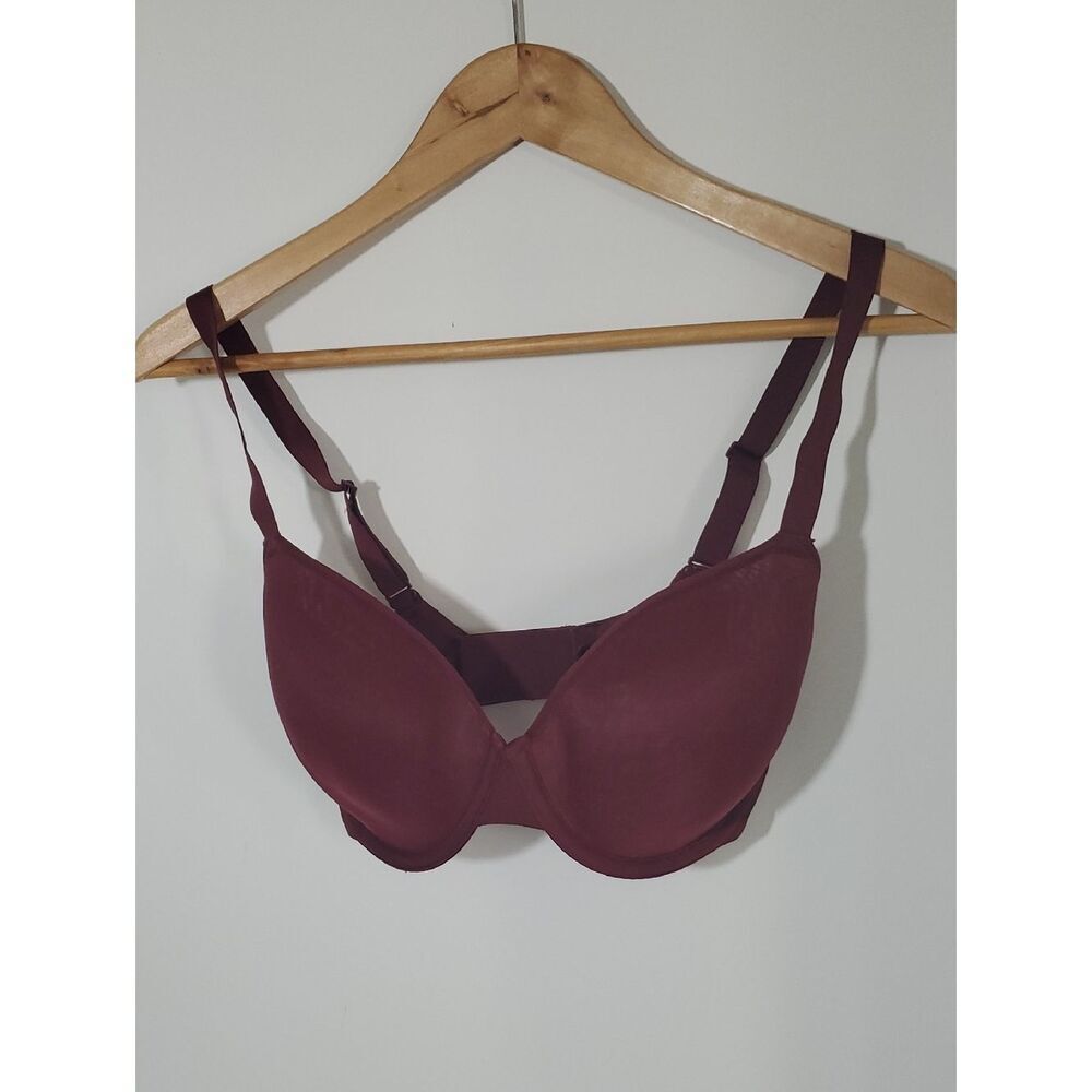SKIMS Unlined Demi Bra in Deep Burgundy Size 34DD - Picture 1 of 8